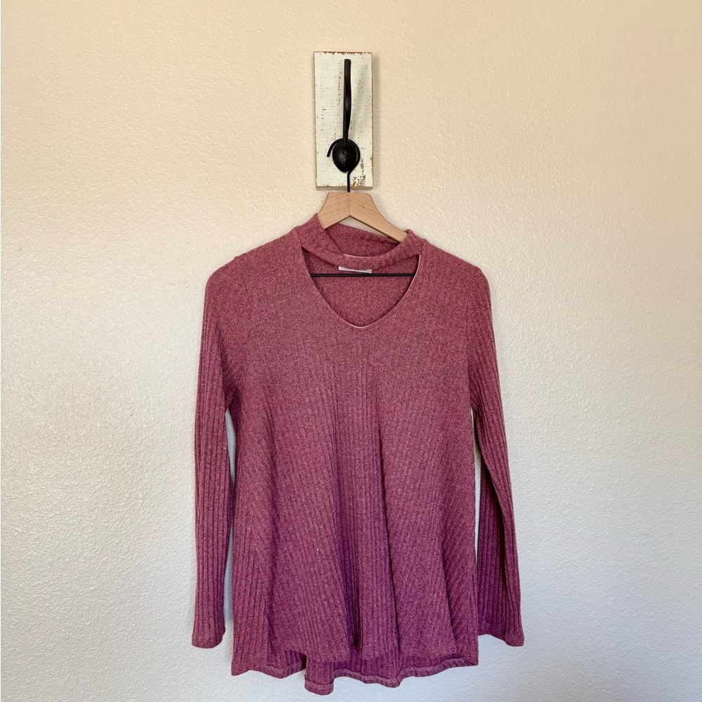 CES FEMME • Pink Long Sleeve Relaxed Lightweight Sweater